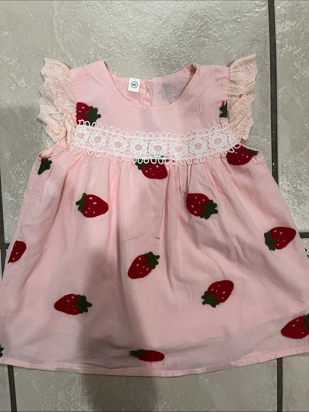 Pink Strawberry Print Girls Dress - Brand: